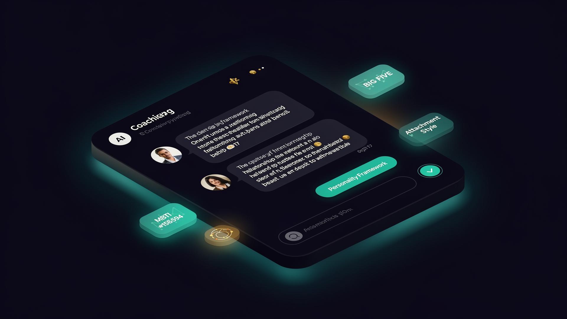 EQIQs AI Coach chat interface grounded in MBTI, Big Five and attachment-style frameworks